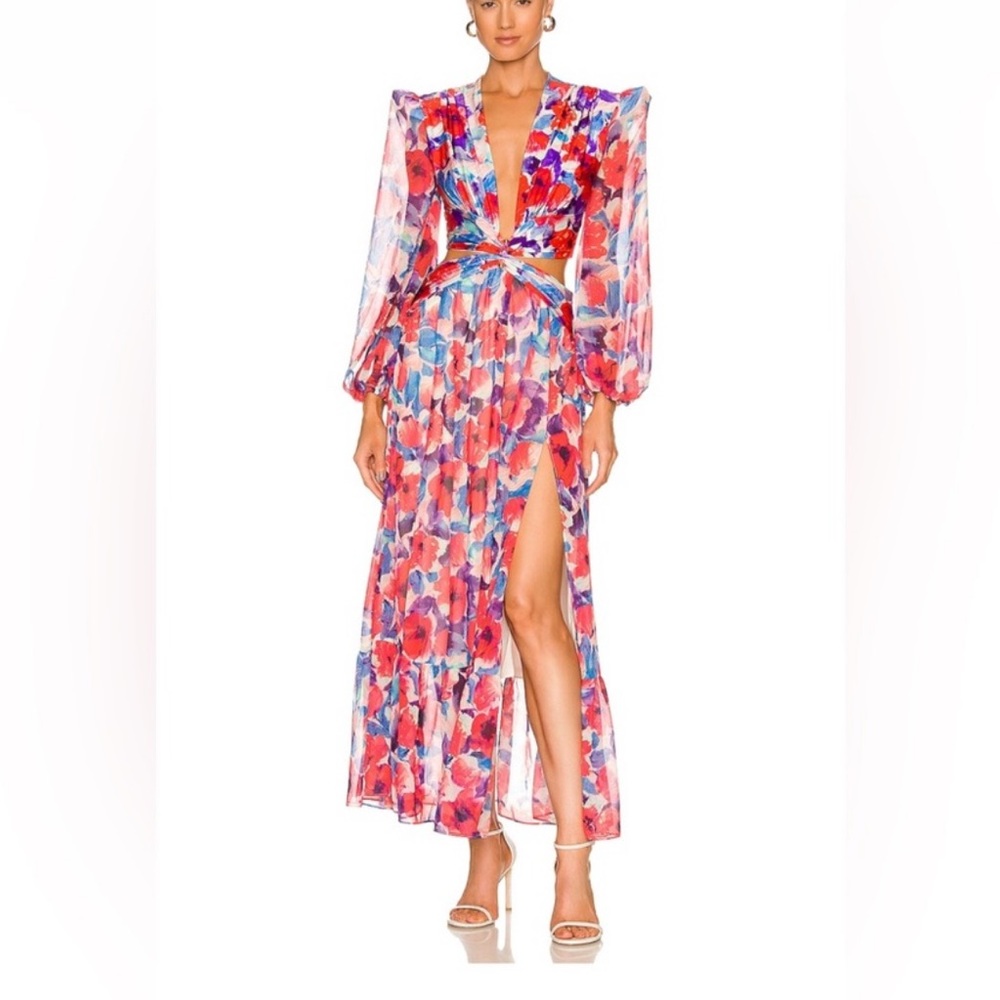 PatBO VIOLET Multicolor Floral Cutout Maxi Dress